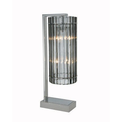 Lampe de table chromée avec tiges de cristal