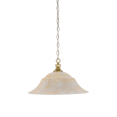 Luminaire suspendu en chaîne avec verre de marbre ambré 20 po