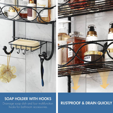 Soap Dish Holder, PASEO Stainless Steel 2 Tiers Shower Caddy with Hooks,  Self-Draining Rustproof Sponge Storage Organizers Bathroom Kitchen Racks  Sink