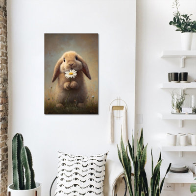Art mural de lapin de Pâques GUTTATY, décoration murale de photos de lapin de Pâques au printemps, décorations murales de fleurs de lapin et de printemps, impressions de Pâques pour le salon, la chambre à coucher, la chambre d'enfant, la chambre de bébé prête à être suspendue 12 po x 16 po
