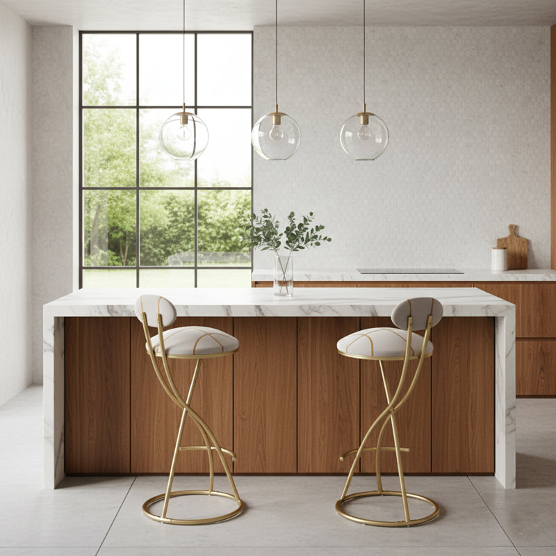 Ensemble de 2 tabourets de bar modernes avec structure en métal