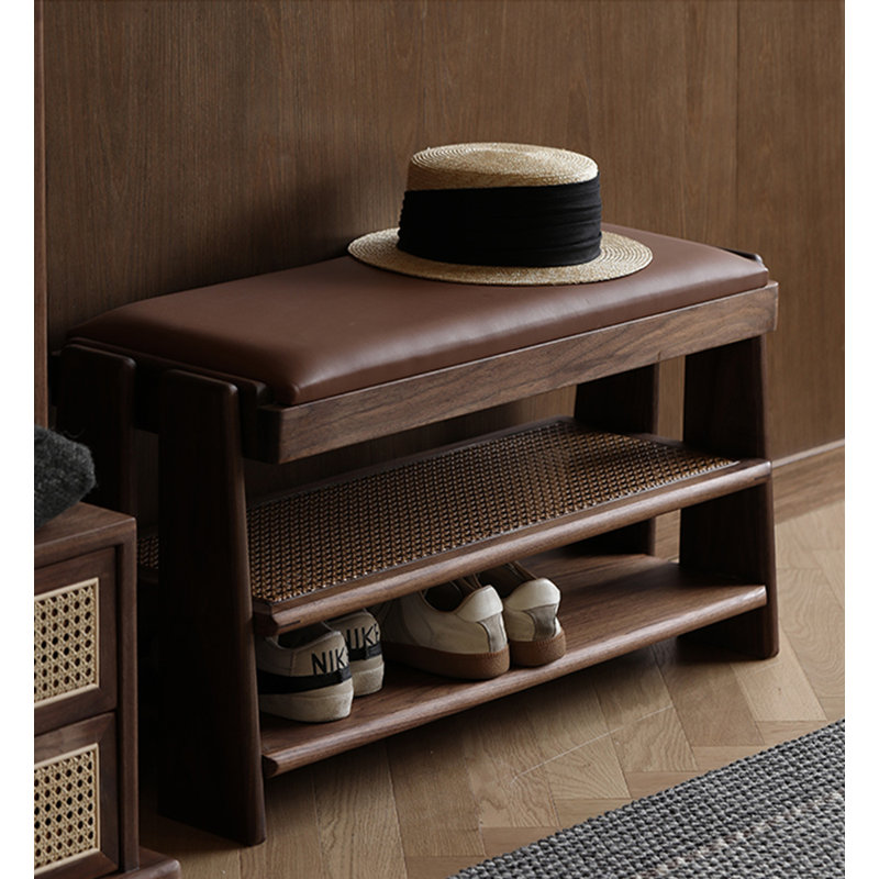 Tabouret de rangement en bois massif