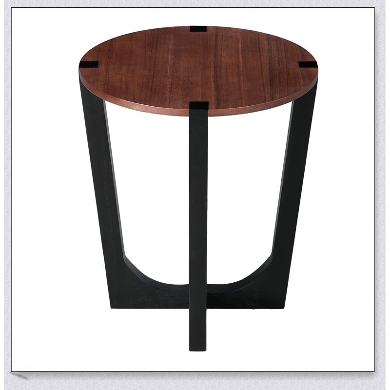 Acacia Solid Wood Side Table With Circular Top And Minimalist Base For Modern Interiors And Outdoor Use