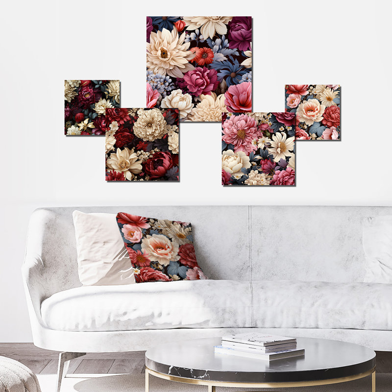 Benoît - ensemble d'art mural floral de 5