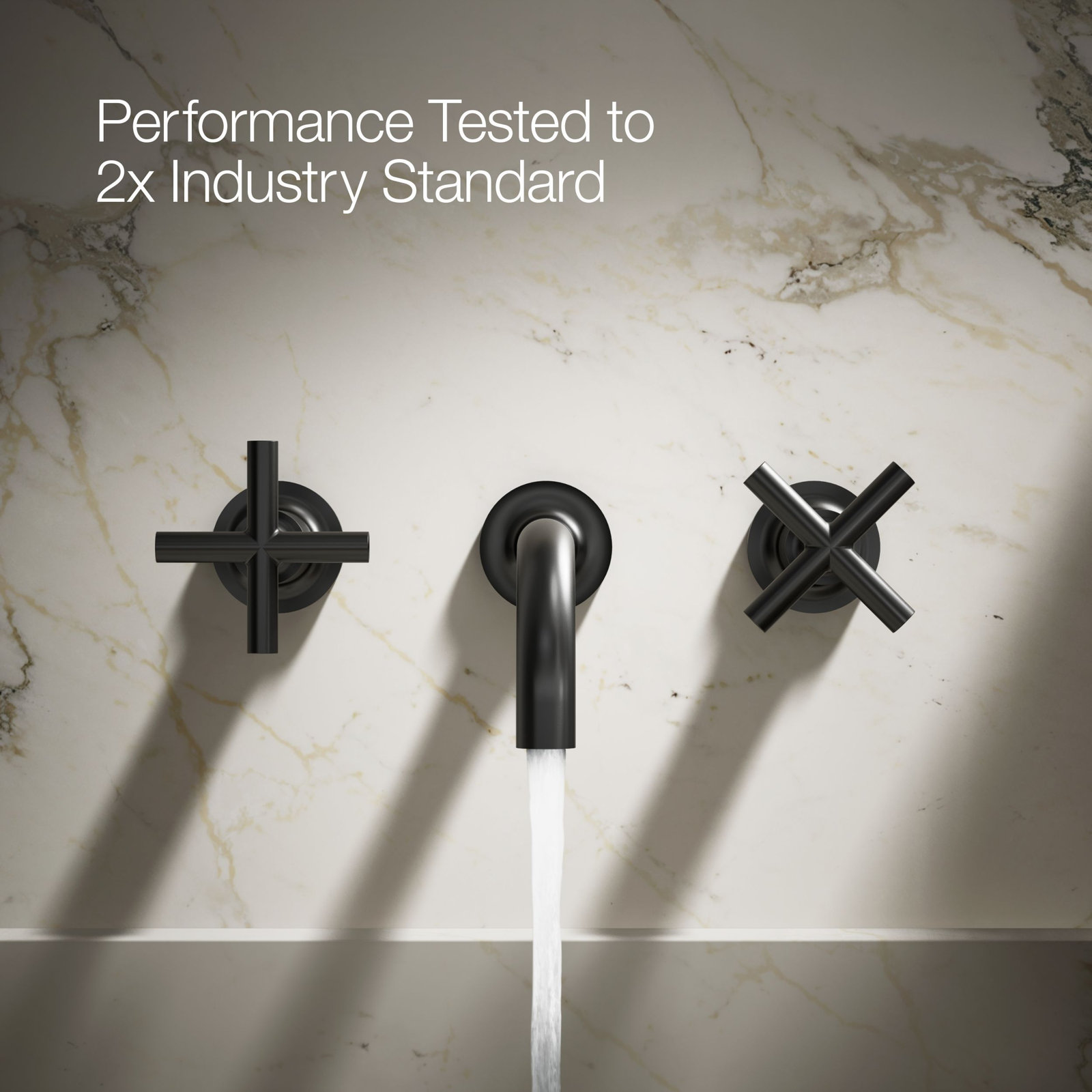 Purist Wall-Mounted Bathroom Sink Faucet, Matte Black, Cross Handle