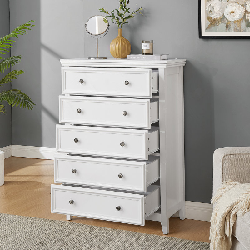 Commode 5 tiroirs Modern, commode 5 tiroirs, Blanc