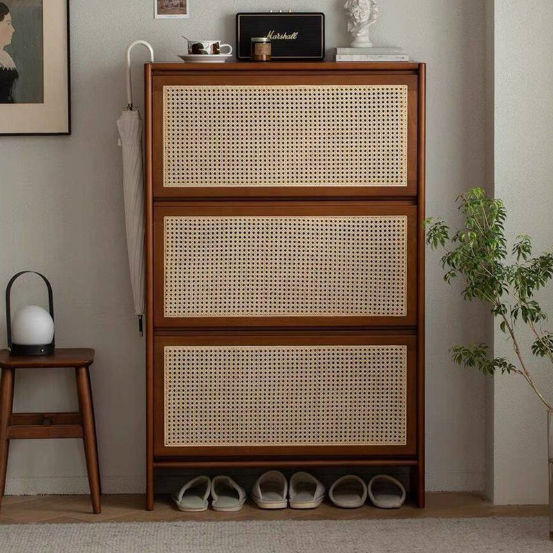 Meuble à chaussures réglable en rotin