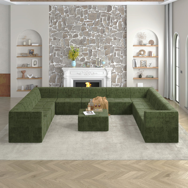 Canapé modulaire en forme de U, canapé modulaire compressé en velours côtelé de style minimaliste moderne, canapé-lit pour salon, chambre à coucher, canapé confortable
