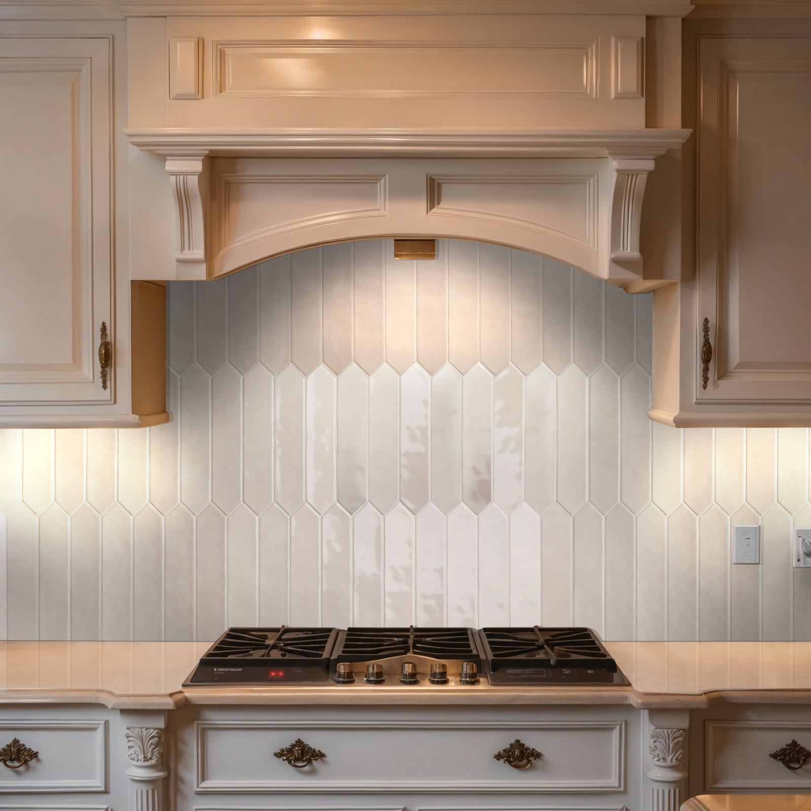 Renzo Glossy Ceramic Picket Wall Tile, Dove