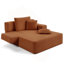 Chaise longue convertible en velours côtelé moelleux avec pochette de rangement-611055677