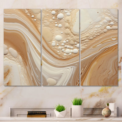 Crème marbrée Melody III - 3 pièces sur toile tendue