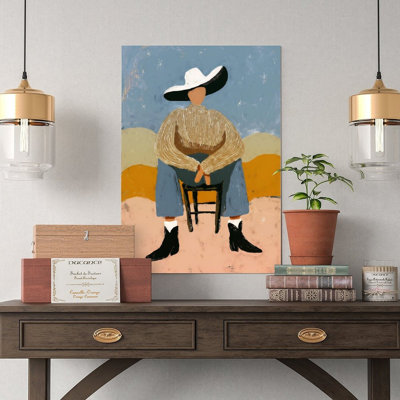 Canvas Wall Art Cowboy Sitting Under Stars Poster Vintage Poster Print Home Decor