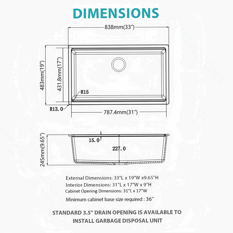 Kitchen Sink, Undermount Single Bowl Sink