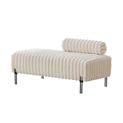 49.6" Wide Upholstered Mini Loveseat with Metal Legs, 2-Seater Small Sofa End of Bed Bench Window Ottoman Footrest with Adjustable Back for Living Room Bedroom Entryway Hallway Small Space