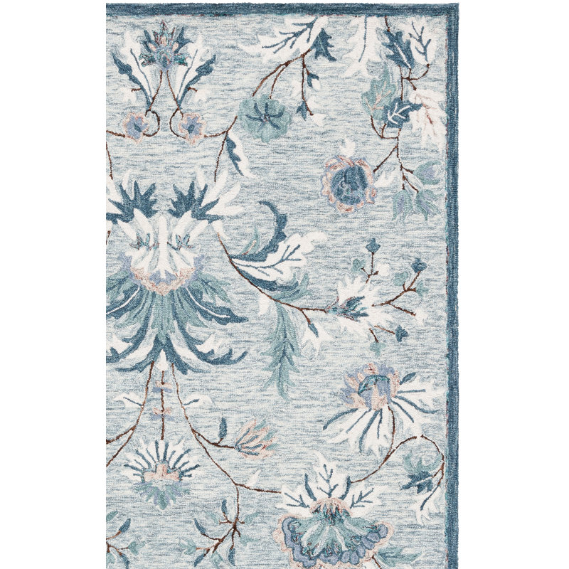Tapis floral en laine touffeté à la main Aavni, Rectangle 4 pi x 6 pi