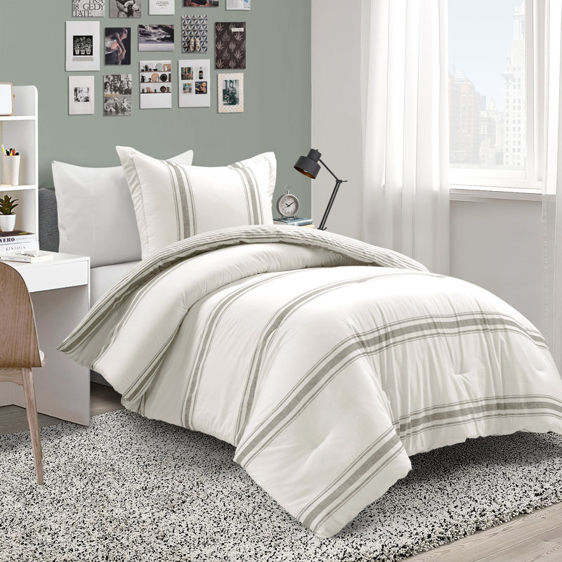 Gray Twin Cotton Reversible Comforter Set