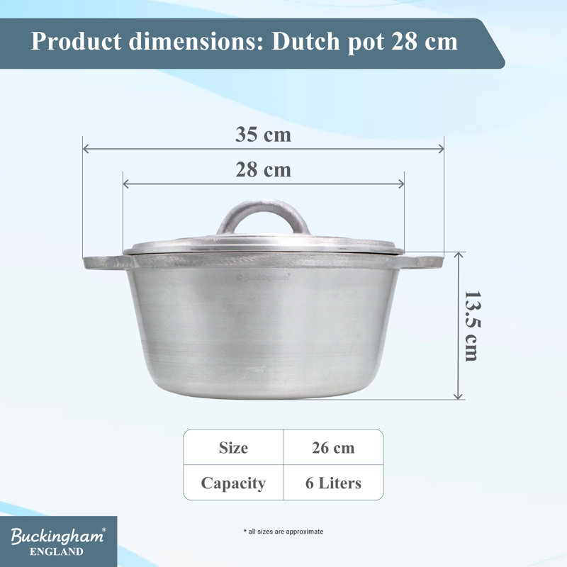 Buckingham Dutch Pot Aluminium Casserole with Lid, 6 litres