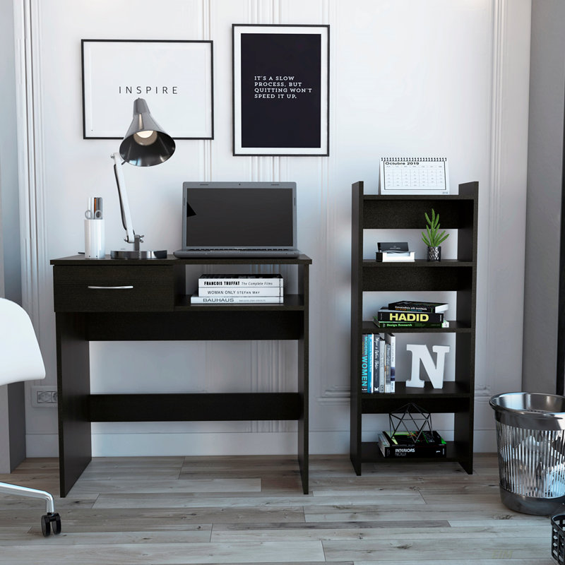 Ensemble de bureau personnel 2 pièces Nottingham 7 tiroirs 1 tiroir Wengue noir