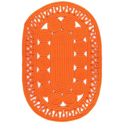 Reef Tangerine Handwoven Indoor/Outdoor Oval Rug
