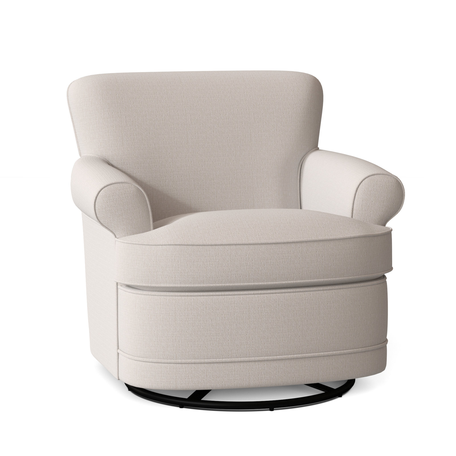 Maxton Upholstered Swivel Armchair, White Textured Performance; 0865-91