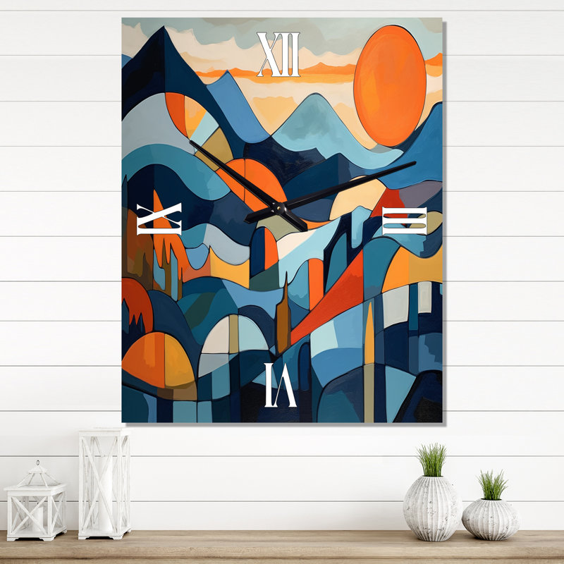 Jantarpa - Horloge murale abstraite Mid-Century, H 40 po x l 30 po x P 1 po