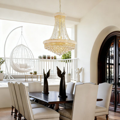 11-Light Empire Crystal Chandelier With K9 Crystals For High Ceilings, Gold Modern Chandelier Lighting For Living Room Dining Room Entryway Hallway