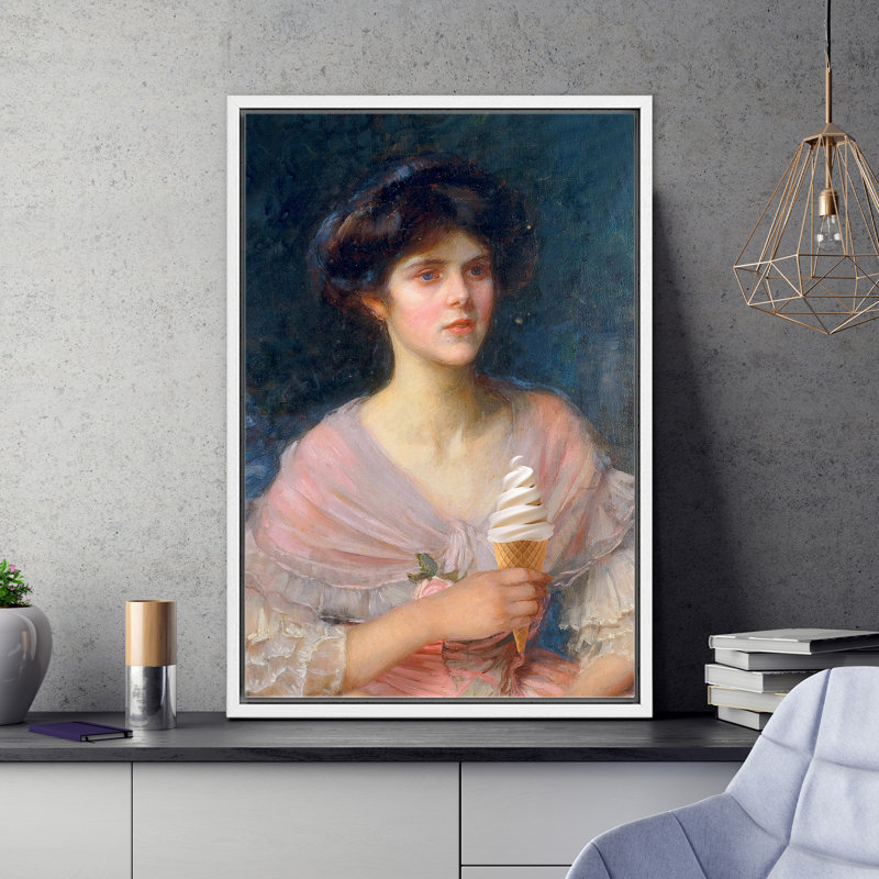 "Cône de crème glacée", Cadre flottant blanc, H 24 po x l 16 po