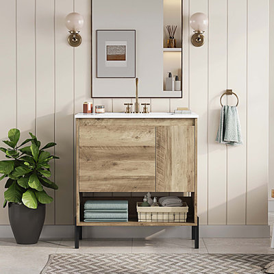 Armoire de salle de bain avec tiroir coulissant 30 po