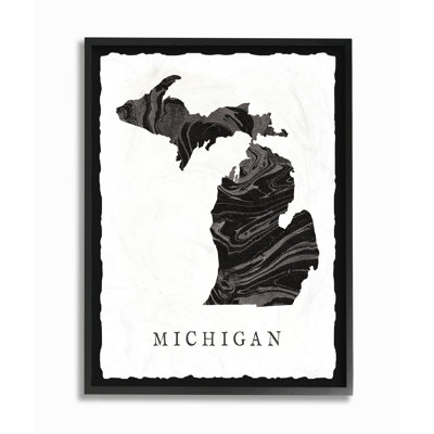 " Marbled Paper Michigan State Silhouette "