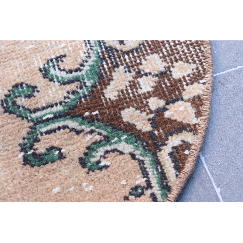 Vintage Anatolian Turkish Oushak Rug - Small Handmade Oriental Door Mat Bath Rug 505ADABF597346ACBD550C46B272A0AE