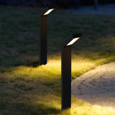 Low-voltage Black Aluminum Led Landscape Path Lights With Frosted Glass Shade(2-pack)