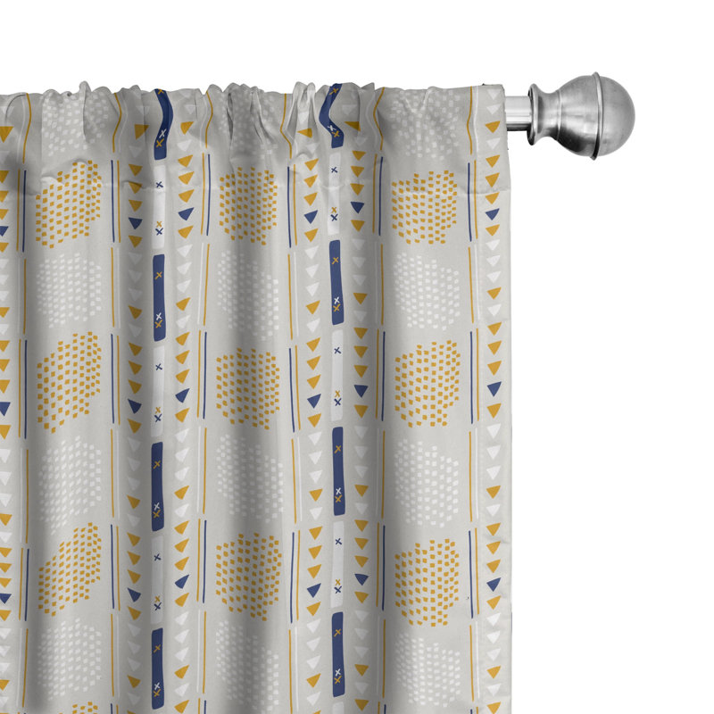 Geometric Semi-Sheer Rod Pocket Curtain Panels, 28" x 95"