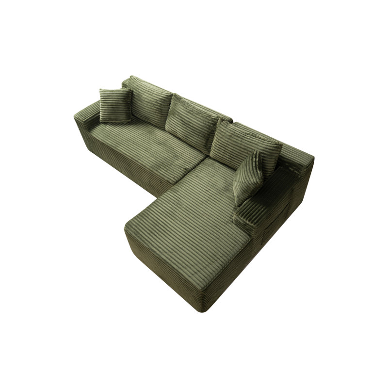 Compression Cloud Sectionals, Corduroy L Shape Modern Home Sofa