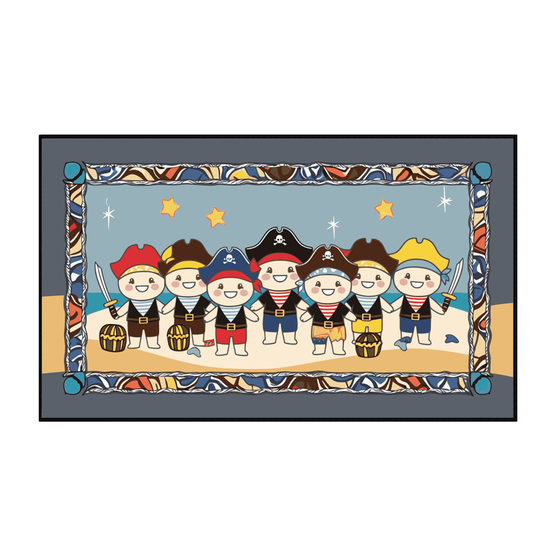 Tapis lavable pour enfant East Urban Home Pirates_Pir004, Rectangle 7 pi x 9 pi