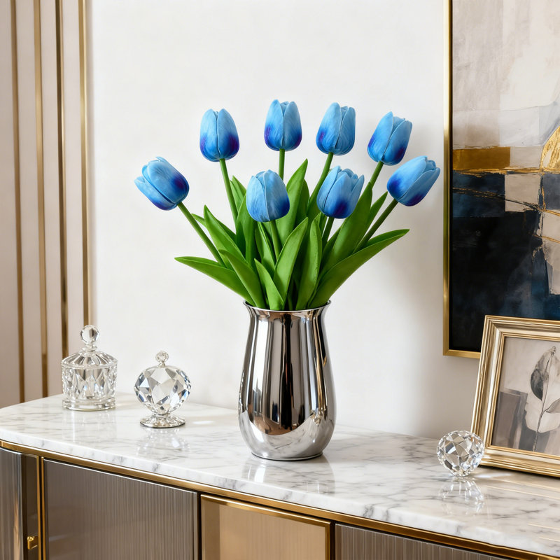 10 pièces de fleurs artificielles tulipes bleues, fleurs artificielles, cadeau de la fête des mères, Pâques, Saint-Valentin, décoration de table de mariage pour la maison