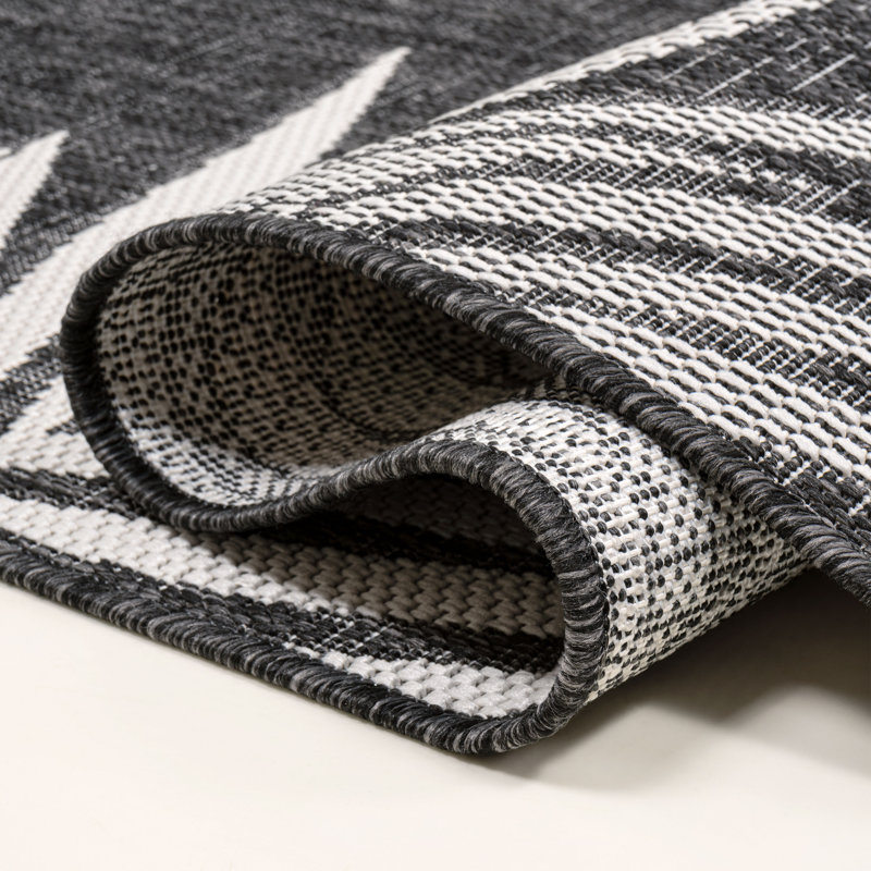 Tapis intérieur / extérieur Isla Coastal Cottage, Dark Grey/Ivory, Rectangle 2 pi 11 po x 4 pi 11 po