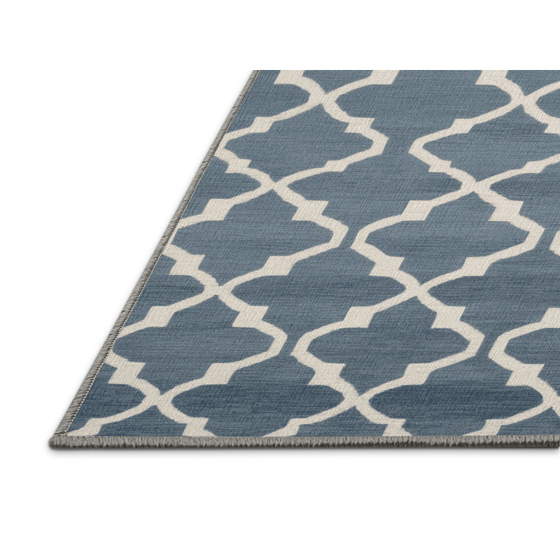 Machine Washable Trellis Gray Area Rug, Runner 2' x 4'
