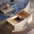 Modern Oval Coffee Table with Sapphire Top and Leather Veneer drawer, Base