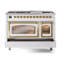 ILVE UN48FNMPEGG Nostalgie II Noblesse 48 inch Dual Fuel Range (8 Sealed Burners + Griddle, Triple Glass Door)-264993624-264993625-264993630