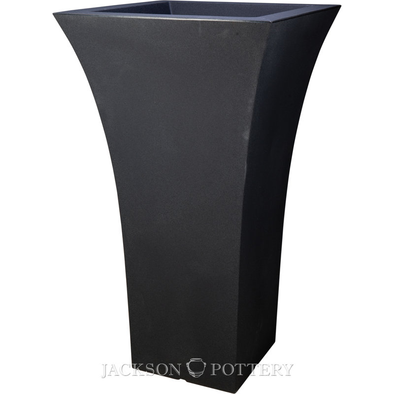 22 in. Tall Flaired Square Planter - Dark Anthracite, Dark Gray