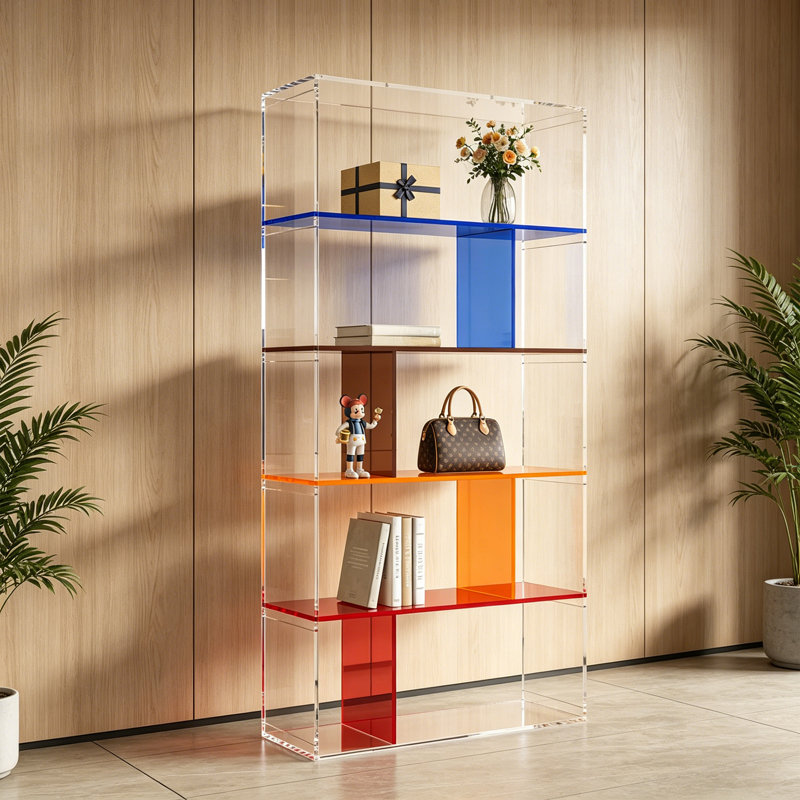 Bibliothèque robuste en acrylique moderne, H 59,06 po x l 23,62 po x P 11,81 po