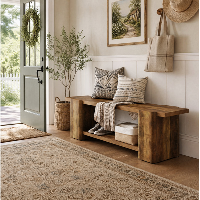 62.6"W Bench with Storage, 2-Tier Design