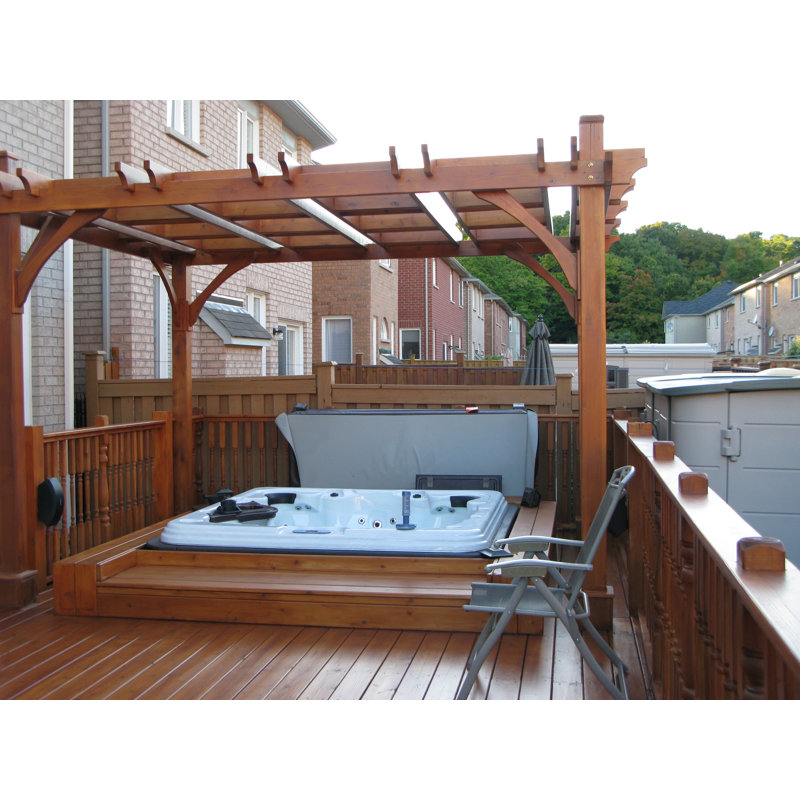 Natural Cedar Wood Outdoor Pergola with Flat Canopy