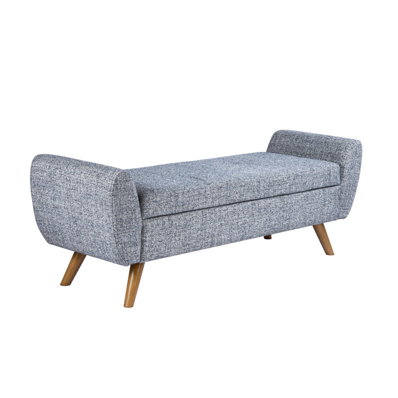 Banc de rangement rembourré Amsi, Blue Gray Woven