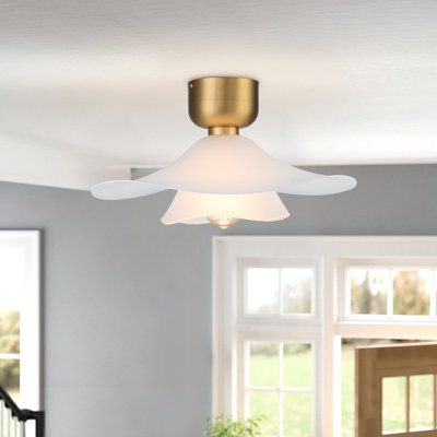 Double Glass Flush Mount Ceiling Light With Frosted Glass Shade