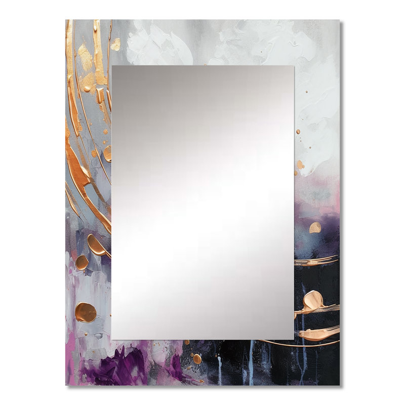 Bold Circles And Marble Fusion II - Marble Wall Mirror, Modern Decorative Mirror, Printed Metal Art, 32" x 24"