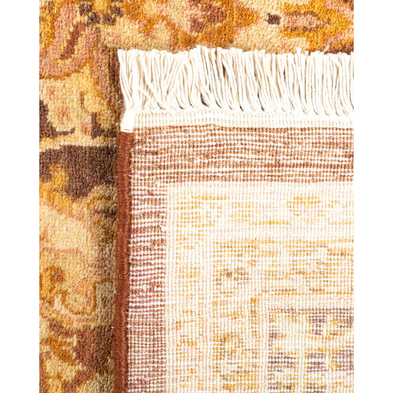 Tapis unique noué à la main jaune de 5 pi 2 po x 8 pi 2 po Keenan
