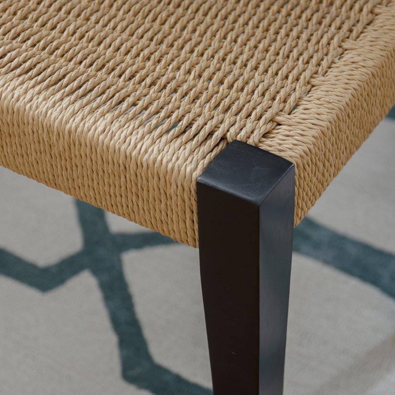 Banc en bois massif Aniek, Brun clair et noir