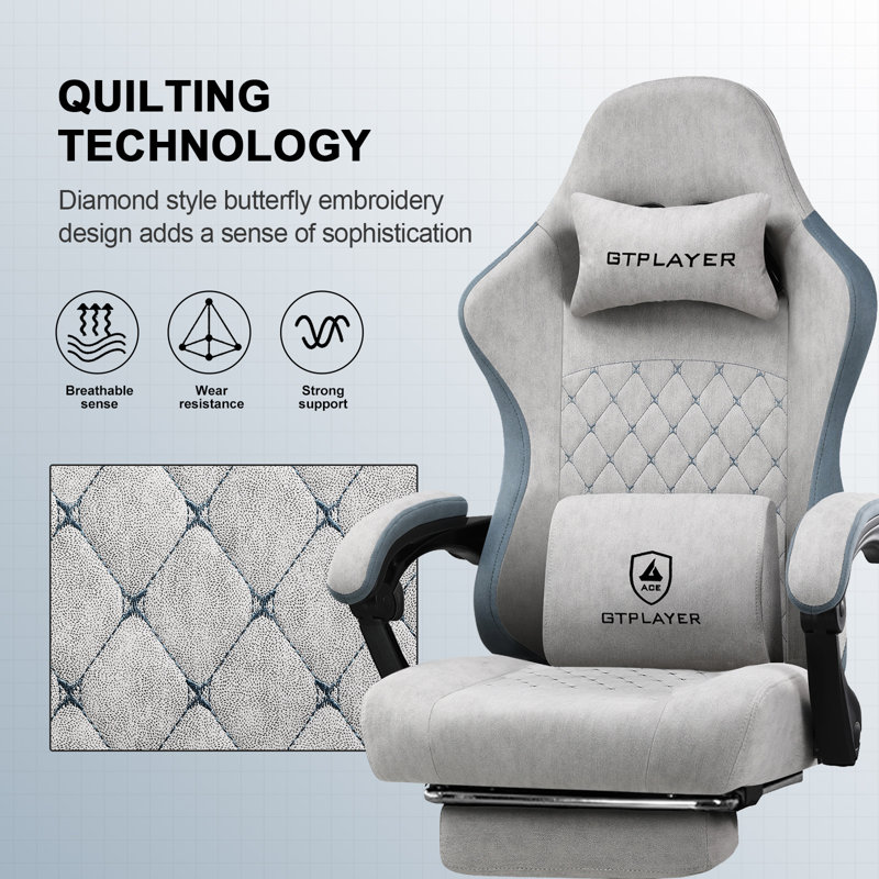 GTPLAYER Gaming Chair, Computer Office Chair with Pocket Spring Cushion, Linkage Armrests and Footrest, High Back Ergonomic Computer Chair with Lumbar Support Task Chair with Footrest