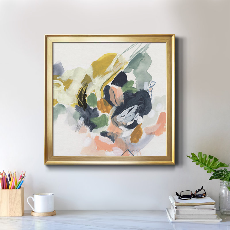 Toile encadrée «Premium Notation» de couleur notée I - prête à être accrochée, Cadre doré, H 17,5 po x l 17,5 po x P 1,5 po